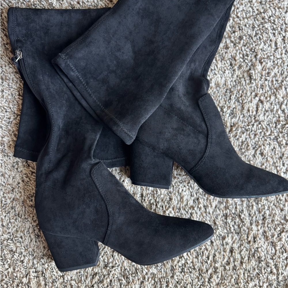 Goodnight Macaroon Black Over the Knee Boots size 6